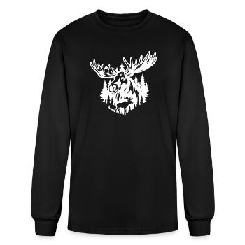 Majestic Moose Forest Illustration - Men's Long Sleeve T-Shirt - black - Front
