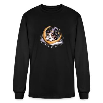 Mystical Moon Dog – Halloween Night Retro Vibes - Men's Long Sleeve T-Shirt - black - Front