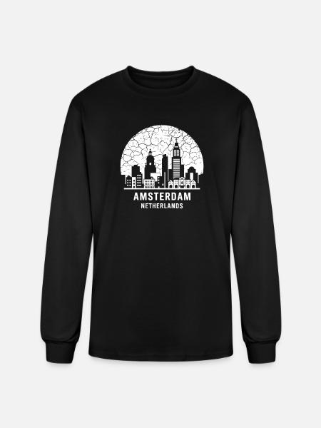 Amsterdam Skyline Silhouette Design - Men's Long Sleeve T-Shirt - black