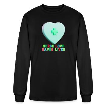 Nurse Heart Saves Lives Design - Men's Long Sleeve T-Shirt - black - Front