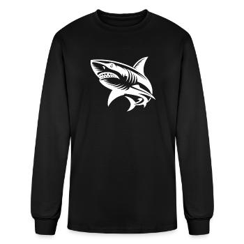 Large Deep-sea Shark Tattoo Diver Design - Men's Long Sleeve T-Shirt - black - Front