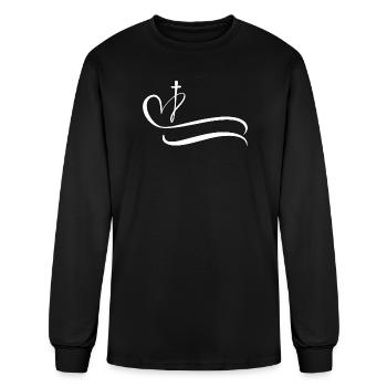 Heart Ribbon Flourish - Men's Long Sleeve T-Shirt - black - Front