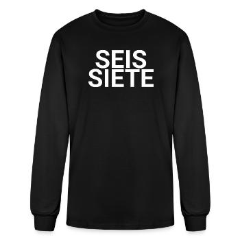 Six Seven Spanish spanish t-shirt, seis siete meme - Men's Long Sleeve T-Shirt - black - Front