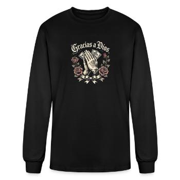 Gracias a Dios Praying Hands Roses - Men's Long Sleeve T-Shirt - black - Front
