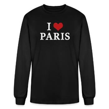 I Love Paris Typography - Men's Long Sleeve T-Shirt - black - Front