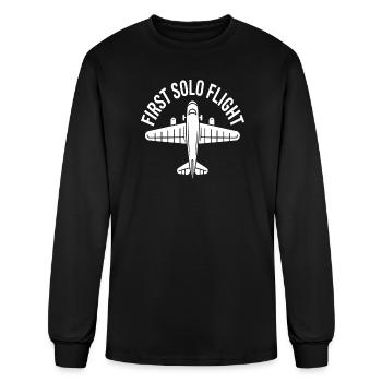 First Solo Flight Student Pilot Airplane - Men's Long Sleeve T-Shirt - black - Front