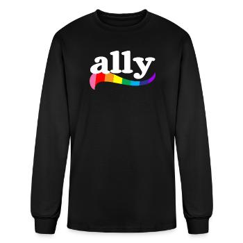 Ally rainbow hunk gay friend pride LGBTQ rights  - Men's Long Sleeve T-Shirt - black - Front