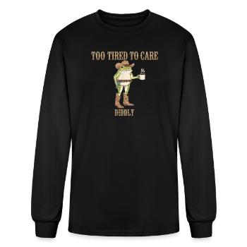 Too Tired To Care Diddly Frog Cowboy Meme - Men's Long Sleeve T-Shirt - black - Front