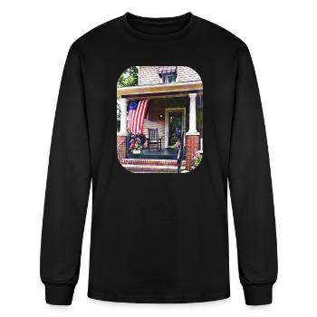 House with Betsy Ross Flag - Men's Long Sleeve T-Shirt - black - Front