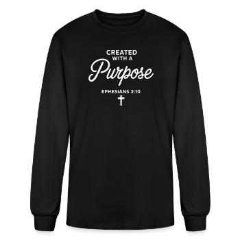 Purposeful Faith Ephesians 2:10 Cross - Men's Long Sleeve T-Shirt - black - Front