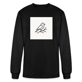 Bird Lineart on Branch - Men's Long Sleeve T-Shirt - black - Front
