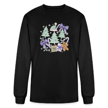 Pastel Christmas Tree Gift Cheer - Men's Long Sleeve T-Shirt - black - Front