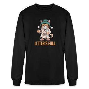 Cat in Winter Robe Litter's Full - Men's Long Sleeve T-Shirt - black - Front