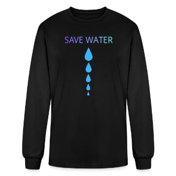 Save Water Gradient Drops - Men's Long Sleeve T-Shirt - black - Front