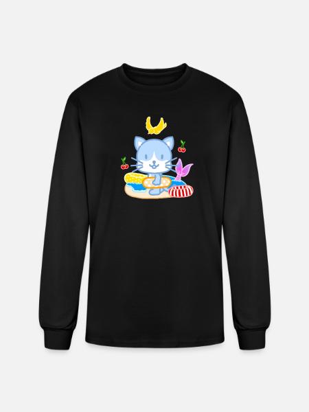 Blue Cat Beach Splash - Men's Long Sleeve T-Shirt - black