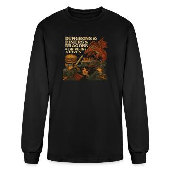 Dungeons Dinners Dragons Mashup Tee - Men's Long Sleeve T-Shirt - black - Front
