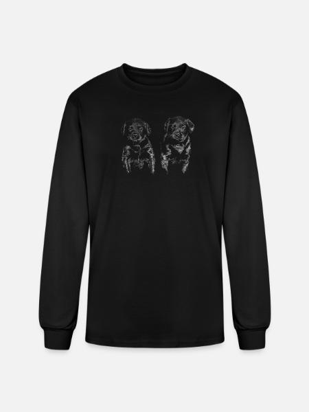 Puppy Halftone Duo - Men's Long Sleeve T-Shirt - black