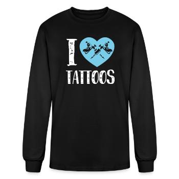 I Love Tattoos Tattoo Artist Ink Lover Design - Men's Long Sleeve T-Shirt - black - Front