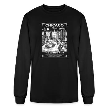 Windy City Skyline Vintage Poster - Men's Long Sleeve T-Shirt - black - Front