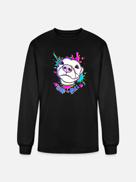 Boop-a-Bull Neon Splash - Men's Long Sleeve T-Shirt - black