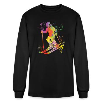 Alpine Skier Winter Sports Nordic Skiing - Men's Long Sleeve T-Shirt - black - Front