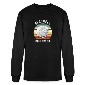 Collecteur de coquillages de plage en coquillages - T-shirt à manches longues Homme - noir - Devant