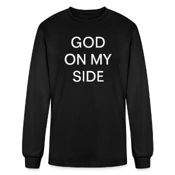 God On My Side Bold Typography - Men's Long Sleeve T-Shirt - black - Front