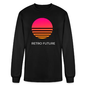 Retro Sunset Stripes Circle - Men's Long Sleeve T-Shirt - black - Front