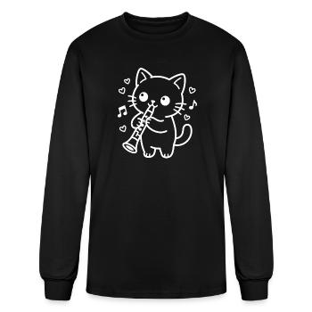 Kawaii Cat Clarinet - Men's Long Sleeve T-Shirt - black - Front