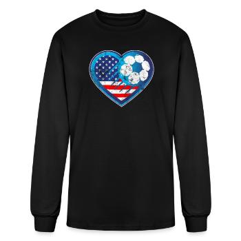 USA Flag Soccer Heart - Men's Long Sleeve T-Shirt - black - Front