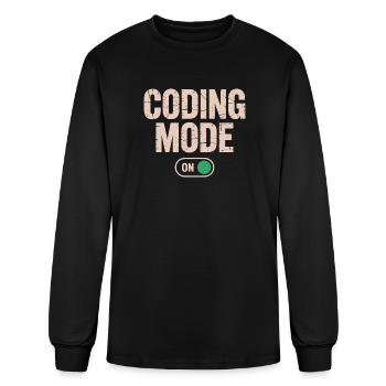 Coding Mode ON Programmer Developer Humor - Men's Long Sleeve T-Shirt - black - Front