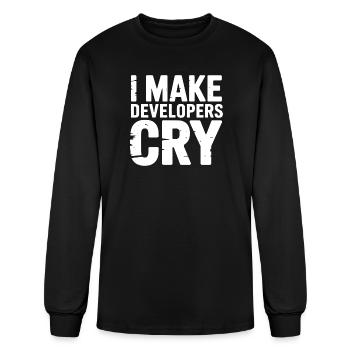 I Make Developers Cry Tester Humor Design - Men's Long Sleeve T-Shirt - black - Front
