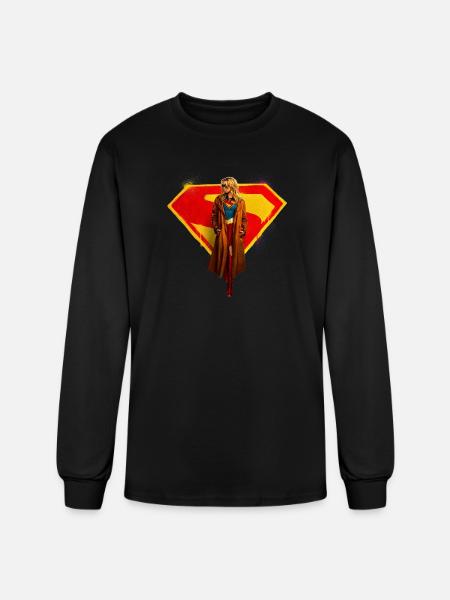 Supergirl Movie Kara In Front Of Supergirl Emblem - Men's Long Sleeve T-Shirt - black