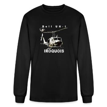 Huey Iroquois Helicopter Art - Men's Long Sleeve T-Shirt - black - Front