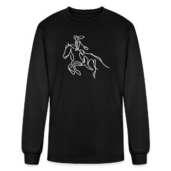 Horsemanship Girl Drawing - Men's Long Sleeve T-Shirt - black - Front