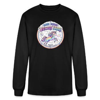 Unicorn Born Under Unicorn Stars Funny Print on - Men's Long Sleeve T-Shirt - black - Front