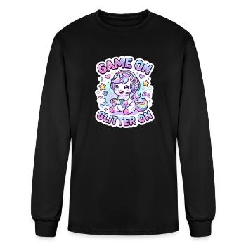 Unicorn Game On Glitter On Graphic Design Merch - Men's Long Sleeve T-Shirt - black - Front