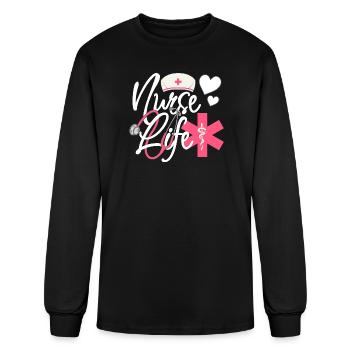 Nurse Life – Heart & Stethoscope Pride - Men's Long Sleeve T-Shirt - black - Front