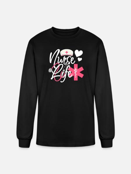 Nurse Life – Heart & Stethoscope Pride - Men's Long Sleeve T-Shirt - black