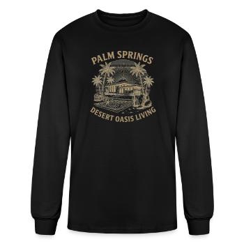 Desert Oasis Sunset Bench - Men's Long Sleeve T-Shirt - black - Front