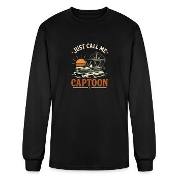 JUST CALL ME CAPTOON Pontoon Captain Lake Cruising - Men's Long Sleeve T-Shirt - black - Front