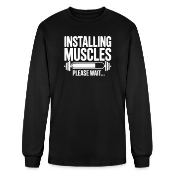 Installing Muscles Please Wait... - Men's Long Sleeve T-Shirt - black - Front