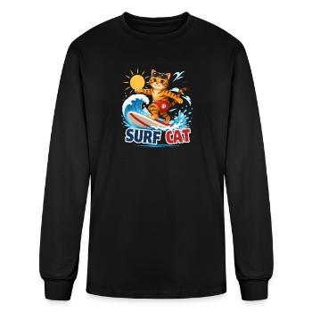 Surf Cat Sunny Wave Rider - Men's Long Sleeve T-Shirt - black - Front