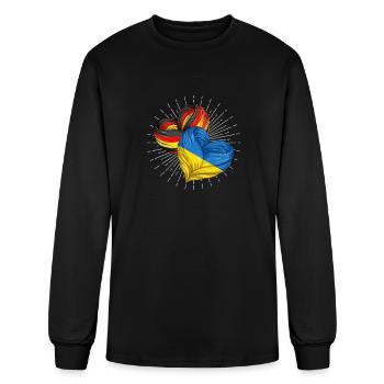 Flag Hearts: German Ukrainian Fusion - Men's Long Sleeve T-Shirt - black - Front