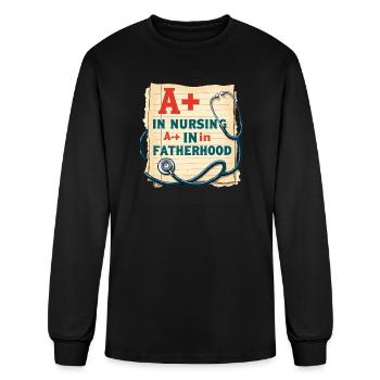 A+ Nursing Dad: Fatherhood Hero - Men's Long Sleeve T-Shirt - black - Front