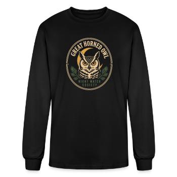 Great Horned Owl Birding Owl Watcher Gift - Men's Long Sleeve T-Shirt - black - Front