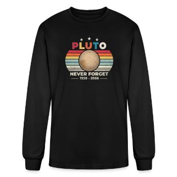 Vintage Never Forget Pluto Funny Retro Astronomy - Men's Long Sleeve T-Shirt - black - Front