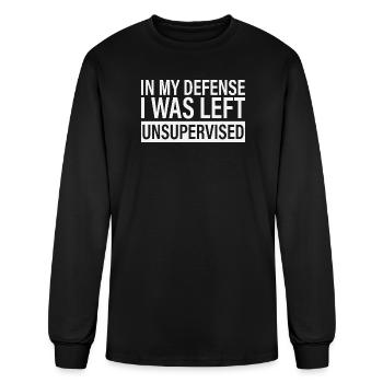 Funny In my defense i was left unsupervised - Men's Long Sleeve T-Shirt - black - Front