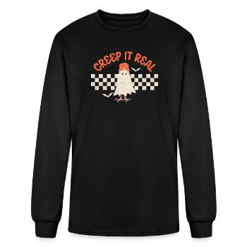 Creep It Real Ghost Drôle Costume Halloween Rétro - T-shirt à manches longues Homme - noir - Devant