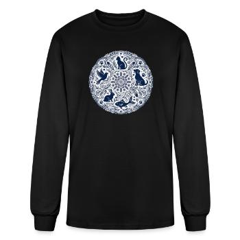 Blue Pet Mandala Circle - Men's Long Sleeve T-Shirt - black - Front